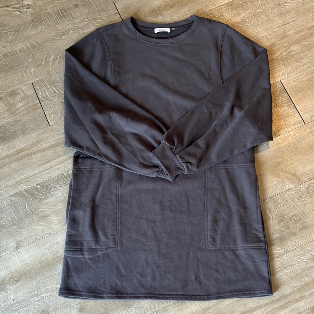 Bluivy Grey Sweatshirt Dress Size Medium Pockets